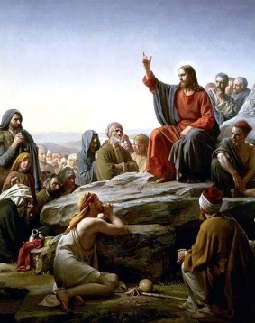 Un dessin de Jésus-Christ prechant sur la montagne