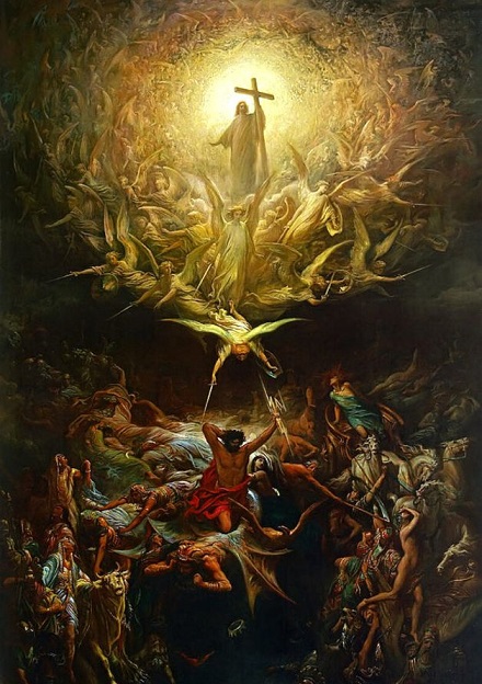 Jésus portant sa croix avec une lumière dorée