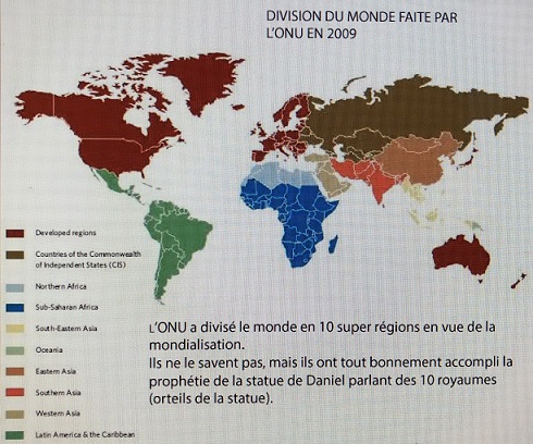 Une carte du monde selon la répartition de l'ONU en 2009